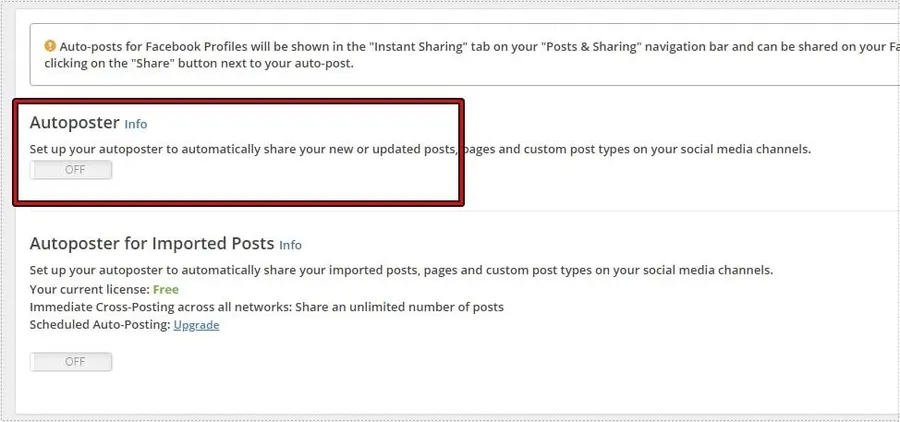 워드프레스 Blog2Social Autoposter 자동 공유 설정 화면