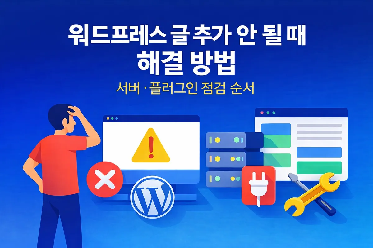 워드프레스 글 추가 안 될 때 해결 방법 대표 이미지