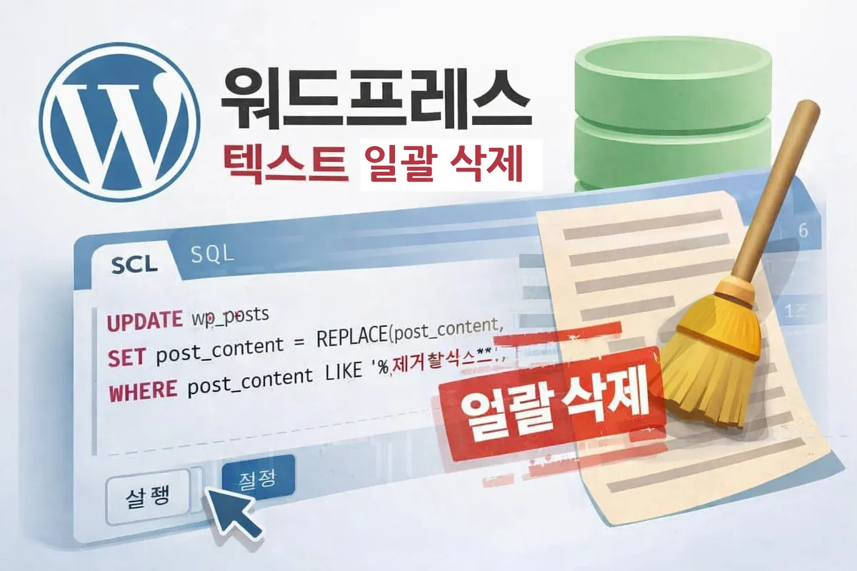 워드프레스 텍스트 일괄 삭제 대표 이미지