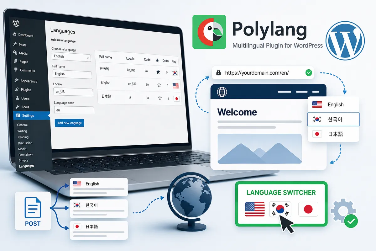 Polylang 번역 플러그인 사용 방법 대표 이미지