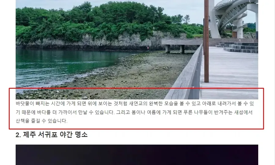 아스트라 테스트 사이트에서 이미지 아래 문단 여백이 정상적으로 표시된 화면