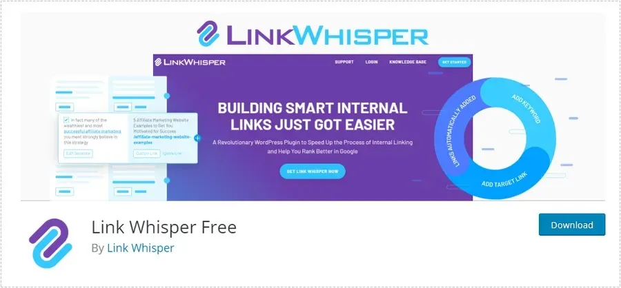 워드프레스에서 Link Whisper Free 플러그인을 설치하는 화면