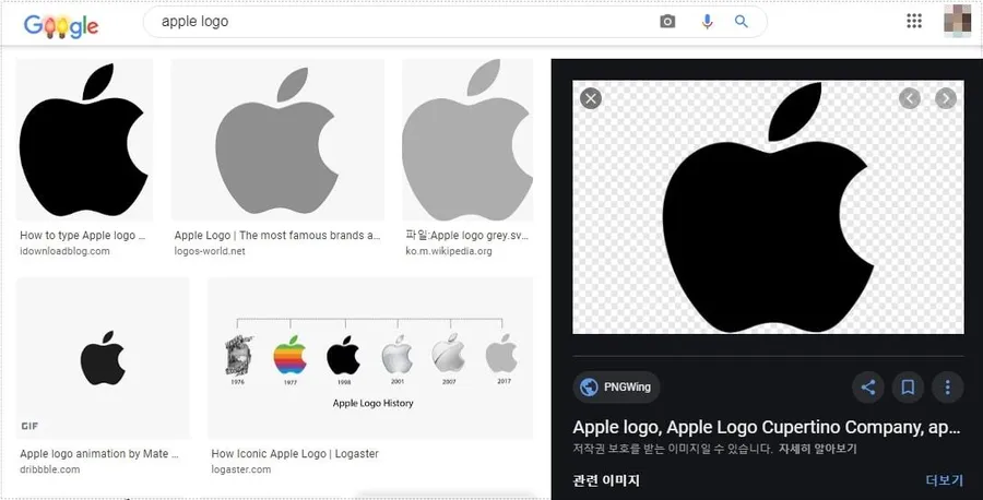 apple touch icon PNG 파일 검색 화면