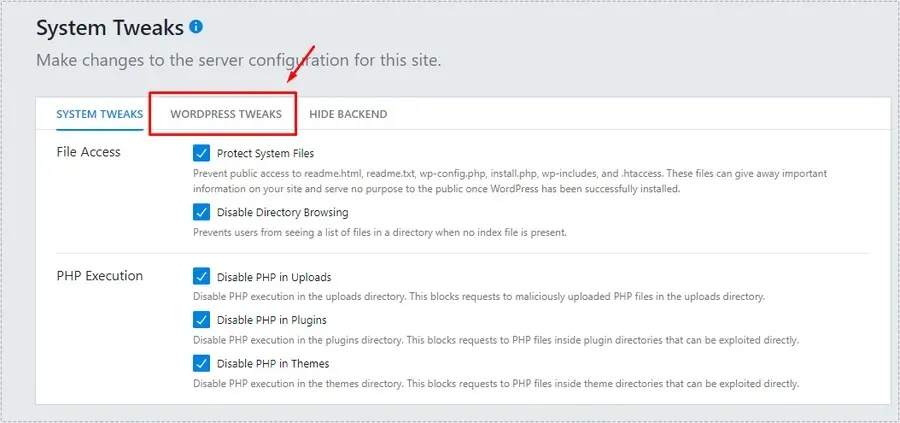 iThemes Security WordPress Tweaks 화면