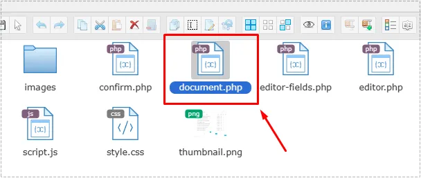 KBoard 스킨 내부에서 document.php 파일을 열기 위한 선택 화면