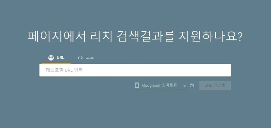 구글 리치 검색 결과 테스트에서 URL을 입력하는 화면