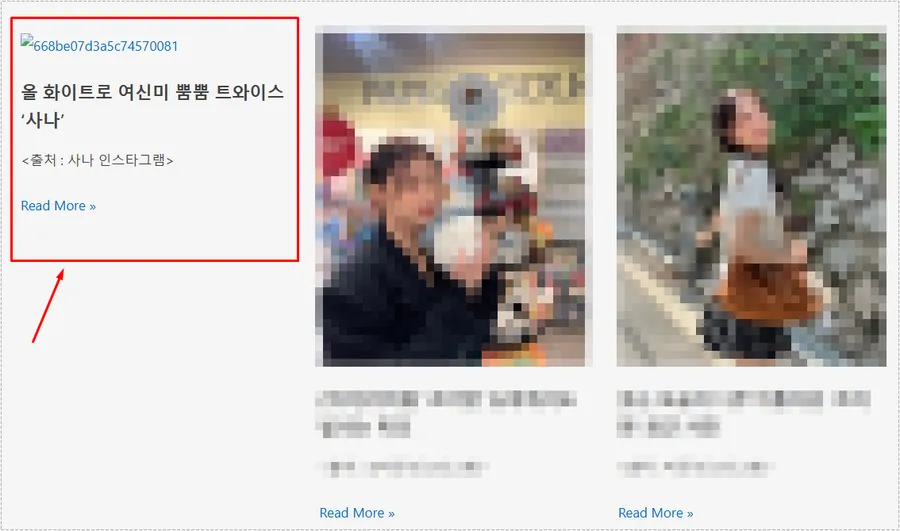 존재하지 않는 게시물이 워드프레스 통합 검색에 노출되는 화면